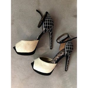 Sam Edelman Silver Print Peep Toe Pumps